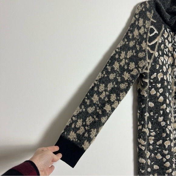 NEW Tribal Intarsia Cheetah Boho Soft High Neck Eye Lash Tunic Sweater Dress - Picture 5 of 13